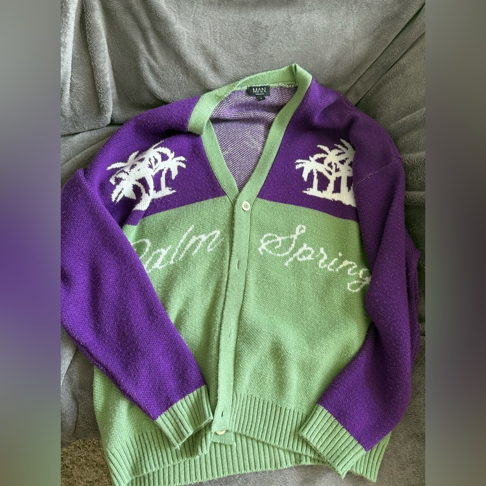 Mavi Green & Purple Palm Tree Cardigan